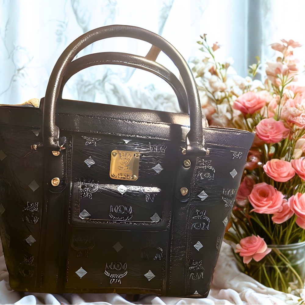 MCM Black Leather Tote Bag Authentic with COA
